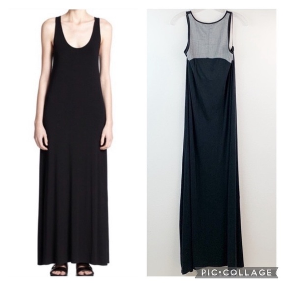 Vince sleeveless tank style jersey knit maxi dress, chambray block back (flaws) - Picture 1 of 13
